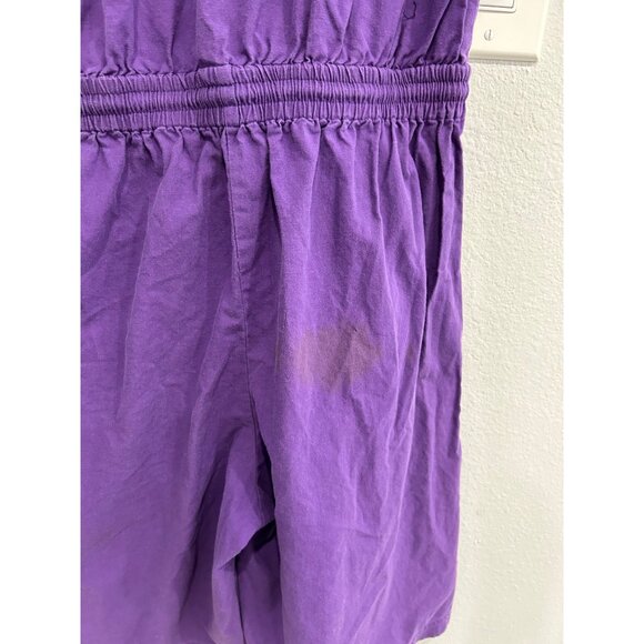 Regina Porter Purple Cotton Romper Drawstring Waist Pockets Sz XS - Picture 7 of 10